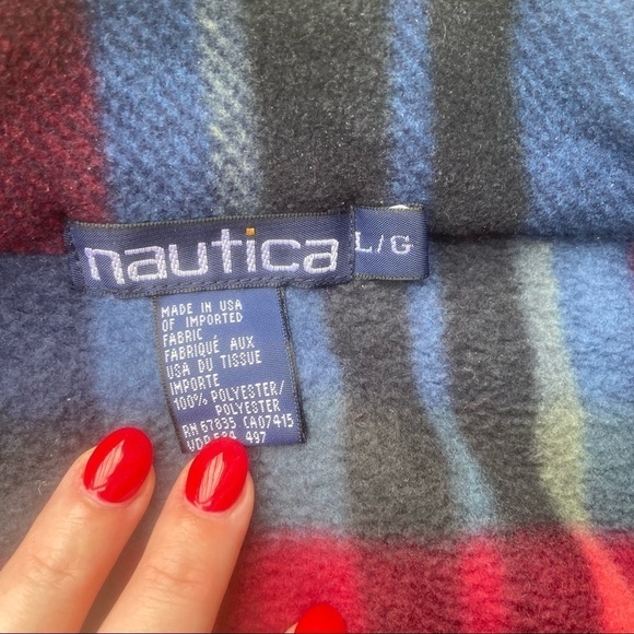 ** Nautica Plaid Fleece Zip up Sweatshirt Jacket L - Picture 8 of 9